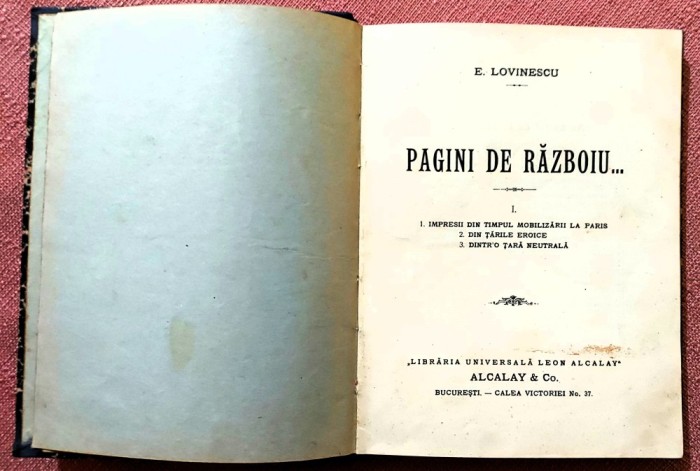Pagini de razboiu...Editura Alcalay, 1916 - Eugen Lovinescu