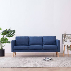 Canapea cu 3 locuri, albastru, material textil foto