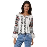 Bluza dama tip ie D24 alb optic/negru , marimea 2XL