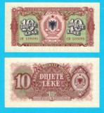 Albania (p#28) 10 Leke 1957 aUNC+ 'Republica Socialistă' serie: CB890xx; (ROG CITITI DETALIILE!)