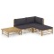 vidaXL Set mobilier de grădină cu perne gri &icirc;nchis, 4 piese, bambus 3058190