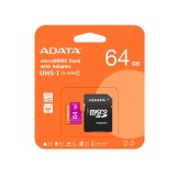 Card memorie ADATA microSDXC 64GB, Class 10, viteza citire 100MB s, viteza scriere 25MB s, cod AUSDX64GUICL10