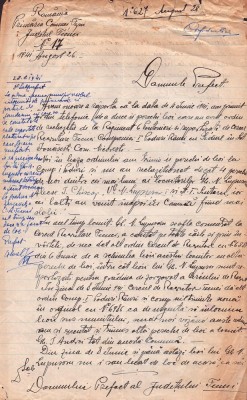 A3609N Raport confidențial primăria Țepu jud Tecuci către Prefectură 1941 sustragere de la rechiziție cu rezoluția și semnătura olografă a prefectului foto