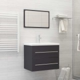 Set mobilier de baie, 2 piese, gri, lemn compozit