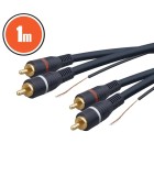 Cablu audio 2x RCA - 2x RCA 1m dublu ecranat cu fir remote, Oem