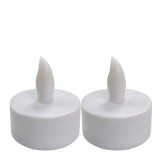 Cumpara ieftin Set 2 lumanari decorative LED albe 4.1 x 3.9 cm, iluminare galbena, efect flacara, 6 baterii LR41 AG3 incluse, pentru decor casa, masa si aniversari