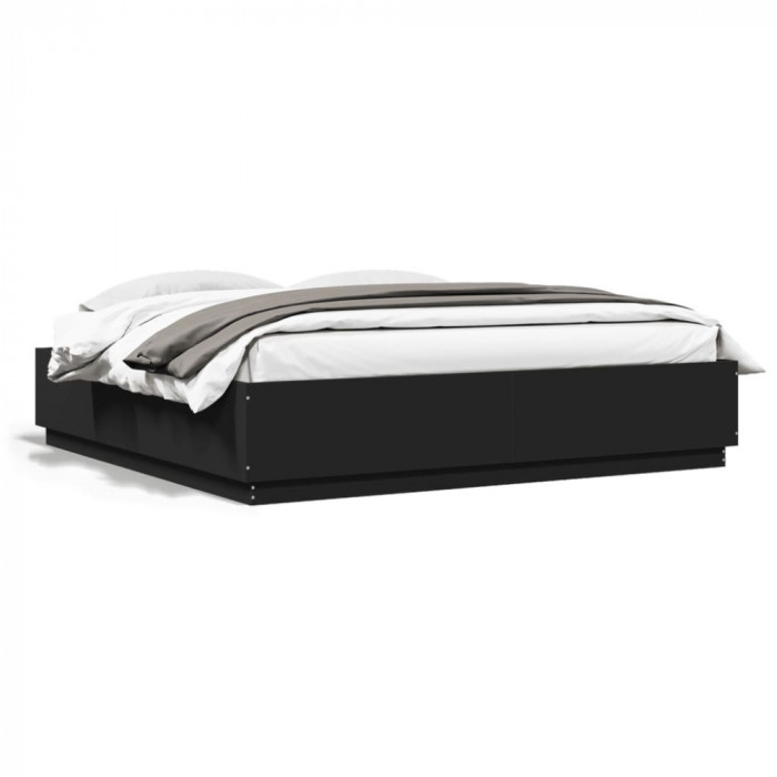 vidaXL Cadru de pat negru 180x200 cm din lemn prelucrat