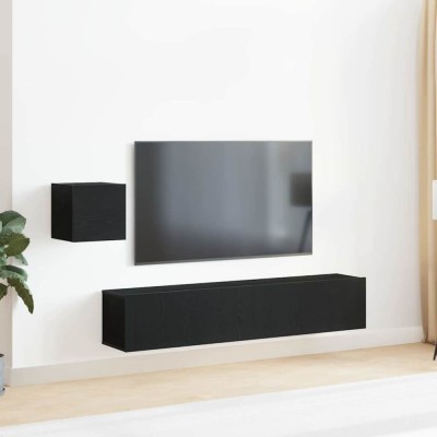 vidaXL Set dulapuri pentru televizor Pe perete 4 pcs Stejar negru 3393178 foto