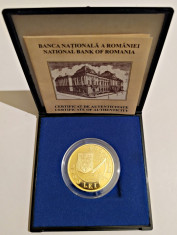 BNR MONEDA MIHAI EMINESCU 2000 LEI AUR 31,1 GR 1500 BUC IN CUTIE CU CERTIFICAT foto