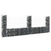 Coș gabion &icirc;n formă de U cu 3 st&acirc;lpi, 260x20x100 cm, fier