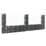 Coș gabion &icirc;n formă de U cu 3 st&acirc;lpi, 260x20x100 cm, fier