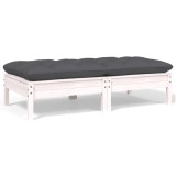 Canapea Gradina 2 Locuri Gossi, Lemn Masiv Pin, Alb/Antracit, 127x63.5x28.5cm, Cu Perne