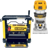 DeWalt DW733 + D26200 - Masina de rindeluit si degrosat 1800 W 317 mm cutite reascutibile monofazata + Masina de frezat 900 W 8 mm