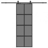 Cumpara ieftin Usa glisanta cu set feronerie neagra 76x205cm sticla securizata