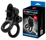 Inel Penis Pretty Love Passionate Ring, 10 Moduri Vibratii, TPR, Negru