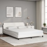 VidaXL Cadru de pat cu tăblie, alb, 160x200 cm, piele ecologică
