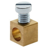 BRASS TERMINAL FOR THROUGH-LINE EARTH CONDUCTOR - 4mm&sup2; - FIXING ON PRESSURE-OPERATED