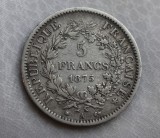 5 Francs / Franci 1875 - Franta / Hercule - moneda argint
