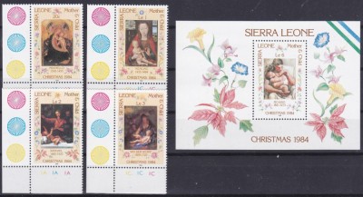 DB1 Pictura Sierra Leone Craciun 1984 4 v. + SS MNH foto