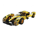 Set cuburi constructie masina de curse Formula 1 Racing Car World, 150 piese, galben, Generic