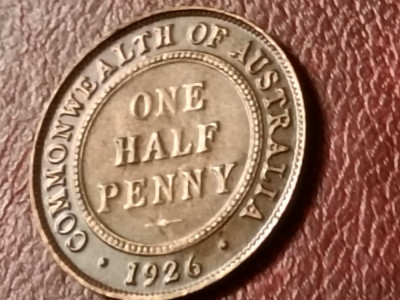 Half 1/2 penny 1926 Australia (in capsula), stare EF+ / aUNC [poze] foto