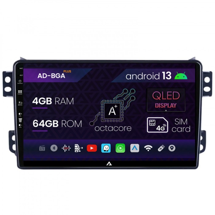 Navigatie Opel Agila Suzuki Splash (2007-2014), Android 13, A-Octacore 4GB RAM + 64GB ROM, 9 Inch - AD-BGA9004+AD-BGRKIT388V2