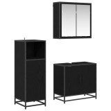 vidaXL Set de mobilier pentru baie 3 pcs Stejar Negru Lemn compozit 3402368