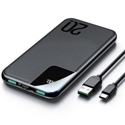 Baterie externa portabila Joyroom JR-QP190 Mini 10000 mAh, 20W, 4 Porturi, Display LED, Cablu USB-C inclus, Negru foto