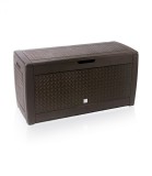 Banca Depozitare Rato 310L Maro 119cm x 48cm x 60cm, Roti, Cutie Gradina Tip Ratan, Spatiu Huse Perne