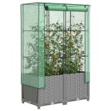 VidaXL Strat &icirc;nălțat cu husă de seră, aspect ratan, 80x40x138 cm