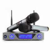 Set microfon UHF cu 2 canale, 2 x microfon de mana si receptor, WF-759