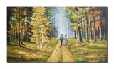 Cumpara ieftin Tablou living indragostiti pictat manual, Impreuna pe cararea vietii, 120x70cm ulei pe panza, Constantin Feraru