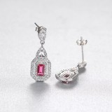 Cercei ARGINT Red Crystal Patrat Eleganti Arg398D, Argintboutique