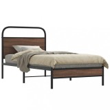 VidaXL Cadru pat fără saltea stejar maro,107x203 cm, lemn prelucrat
