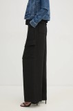 Dkny pantaloni femei, culoarea negru, fason cargo, high waist, P44KUV31