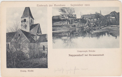 CP SIBIU Hermannstadt Turnisor dupa bombardament incursiunea romanilor Sept 1916 foto