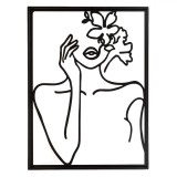 Tablou Metalic, Figură Feminină, Culoare Negru, Dimensiuni 44x2x58 cm, Oem