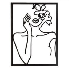 Tablou Metalic, Figură Feminină, Culoare Negru, Dimensiuni 44x2x58 cm