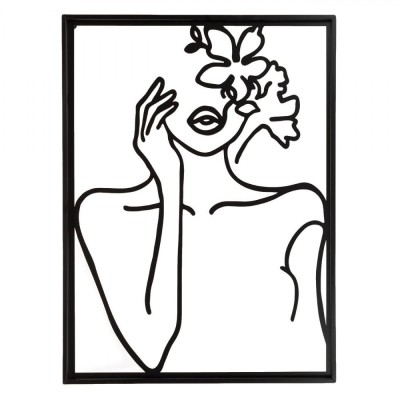 Tablou Metalic, Figură Feminină, Culoare Negru, Dimensiuni 44x2x58 cm foto