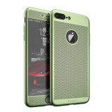 Husa Apple iPhone 7 Plus IPAKY Full Cover 360 Air cu Gauri Verde + Folie Sticla, Flippy