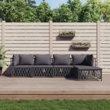 Cumpara ieftin Set mobilier de grădină, 5 piese, cu perne, antracit, oțel