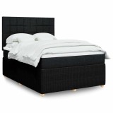 vidaXL Pat box spring cu saltea, negru, 140x200 cm, textil 3294381