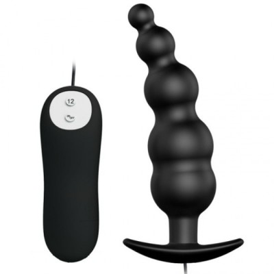 PRETTY LOVE - ANAL PLUG SILICONE EXTRA STIMULATION AND 12 VIBRATION MODES BLACK REMOTE CONTROL foto