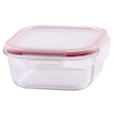 Recipient pentru alimente, BSG1, 0750 ml, 15x15x6 cm, patrat, sticla borosilicata/PP, Clip, MagicHome, Magic Home