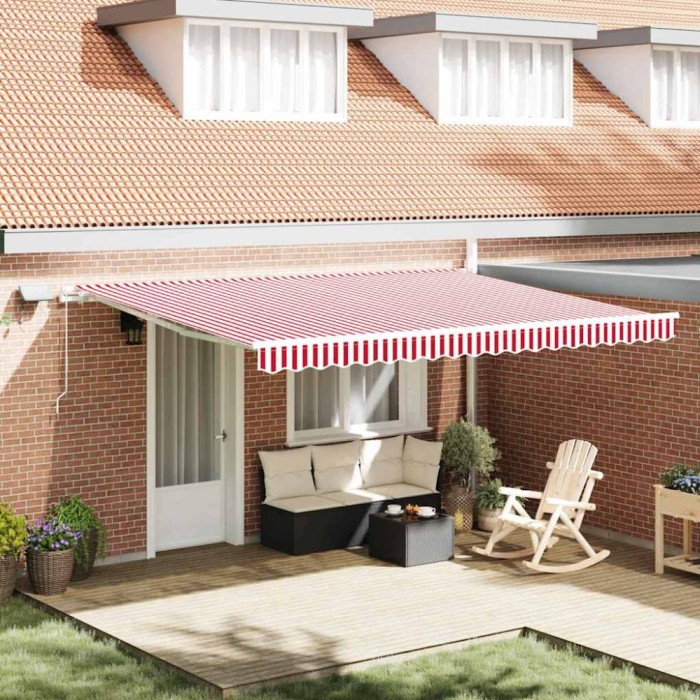 Marchiză retractabilă roșie și albă Roșu și alb 450 &times; 300 cm