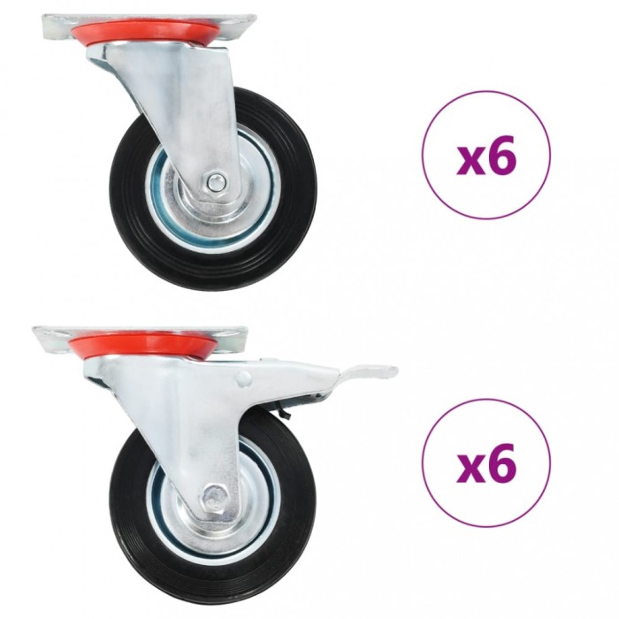 Gossi roti pivotante, 12 buc., 100 mm