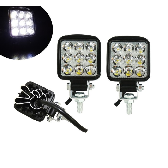 Set 2 LED Mini Proiectore 27W , 6x6 cm , 12 24V , Lumina Alba 6500K