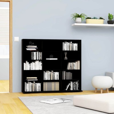Dulap pentru CD-uri, negru, 100 x 23 x 89,5 cm, lemn prelucrat foto