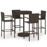 Cumpara ieftin Set mobilier bar de gradina, 5 piese, maro, poliratan