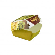 Set 100 Cutii pentru Hamburger, 115x115x90 mm, Carton Imprimat GC1, 290 g/m²